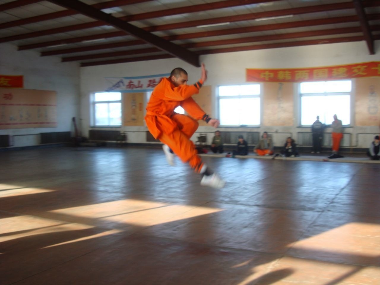 Martial arts practice at Siping City Shaolin Martial Arts Academy, photographed during a student stay in January 2010.